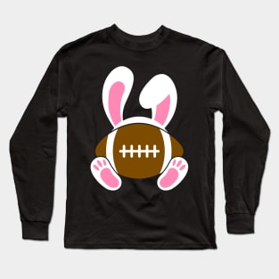 Football Easter bunny with rabbit ears bunny feet Long Sleeve T-Shirt